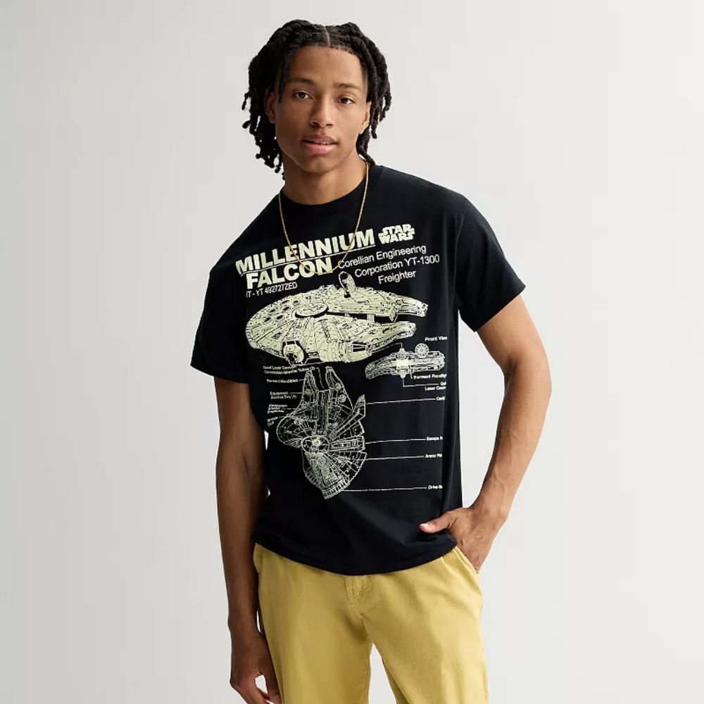3/$15 NWOT Star Wars Black Millennium Falcon Tee Sz L